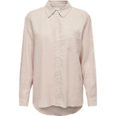 Dam Skjortor Only Tokyo Plain Linen Blend Shirt - Grey/Moonbeam