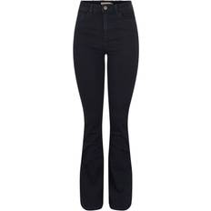 Pieces Byxor & Shorts Pieces – Peggy – Svarta utsvängda jeans med hög midja-Svart/a