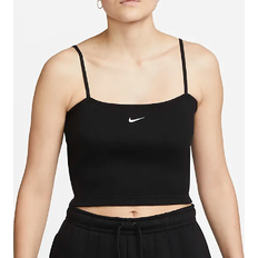 Nike Dam - Elastan/Lycra/Spandex - Vita T-shirts Nike Essential Ribbed Crop Top - Black/White
