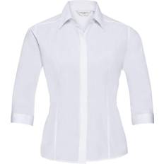 Russell Collection Ladies 3/4 ärm Poly-Cotton Poly-Cotton Easy Care Fitted Poplin Shirt French
