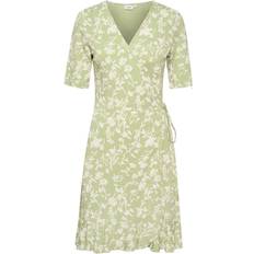 Blommiga - Kort ärmar - Korta klänningar Saint Tropez Mina Wrap Dress - Celadon Green Brushed Flowers