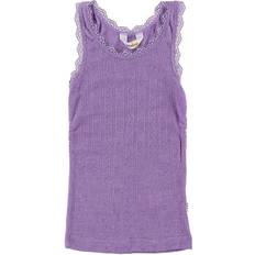 Lila Linnen Barnkläder Joha Wool/Silk Undershirt - Purple w. Pointelle (76490-197 -15203)