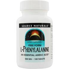 Source Naturals Aminosyror Source Naturals L-Phenylalanine Essential Free Form Amino Acid 500 mg. 100 Tablets