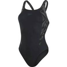 Polyester Baddräkter Speedo Hyperboom Splice Muscleback Swimsuit - Black/Grey