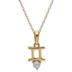 Gemondo Gemini Zodiac Charm Necklace - Gold/Pearl