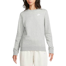 4 - Dam - Sweatshirts Tröjor Nike Sportswear Club Fleece Crew-Neck Sweatshirt Women's - Dark Grey Heather/White
