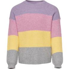 Only Kid's Knitted Striped Pullover - Purple/Viola