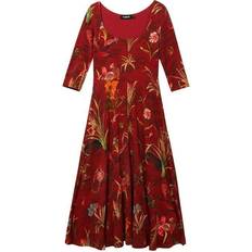Blommiga - Midiklänningar - Trekvartsärmar Desigual Flowers Dress - Red
