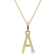 Gemondo Initial A-Z Letter Necklace - Gold/Diamond