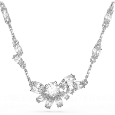 Swarovski Gema pendant, Flower, White, Rhodium plated