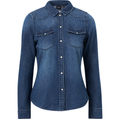 Bomull - Dam - Jeansskjortor Vero Moda Maria Shirt - Blue/Medium Blue Denim