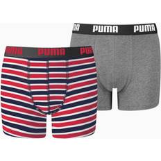Puma Children's Basic Printed Stripe Boxer Shorts 2-pack - Red/Ribbon Red