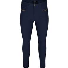 Zizzi Dam Byxor & Shorts Zizzi Tight-Fitting Trousers - Blue
