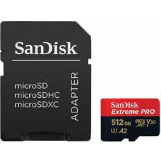 512 GB - USB Type-A Minneskort SanDisk Extreme Pro microSDXC Class 10 UHS-I U3 V30 A2 200/140MB/s 512GB