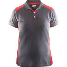 Dam - Gråa - XXL Pikétröjor Blåkläder Two Tone Pique Polo Shirt - Grey/Red