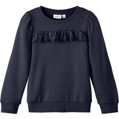 Lila Sweatshirts Barnkläder Name It Sweatshirt NmfNolly Dark Sapphire (110) Sweatshirt
