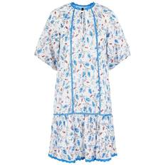 Y.A.S Kläder Y.A.S cotton broderie smock mini dress in floral MBLUE