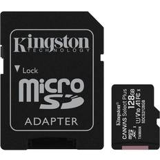 128 GB - U1 - microSDXC Minneskort Kingston Canvas Select Plus microSDXC Class 10 UHS-I U1 V10 A1 100MB/s 128GB +Adapter