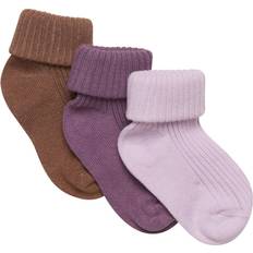 Minymo Underkläder Minymo Baby Rib Socks 3-pack - Very Grape