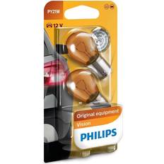 Philips SET 2x BilGlödlampa VISION 12496NAB2 PY21W BAU15s/21W/12V