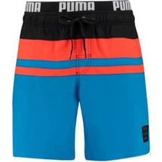 Puma Men's Swim Heritage Stripe Mid-Length Shorts - Blue Combo