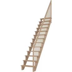 Dolle Lyon Ek 65 cm trappa 1/4 höger svängd med vertikal träräcke