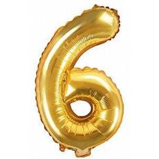 PartyDeco Foil Balloon Number 6 35cm Gold