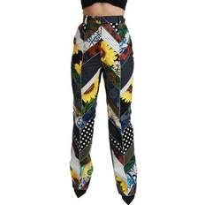 Blommiga - Bomull - Dam Byxor & Shorts Dolce & Gabbana Women's Print High Waist Straight Trouser