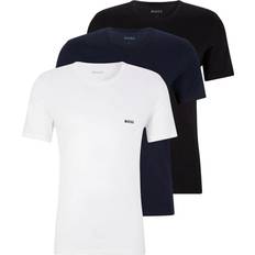 Blåa - Bomull - Herr T-shirts Hugo Boss Logo Embroidered T-shirt 3-pack - Black/Blue/White