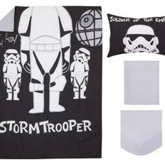 Star Wars - Vita Bäddset Star Wars Disney Trooper svartvitt set täcke, dra-på-underlakan, platt
