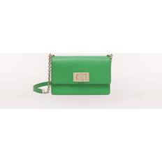 Furla 1927 small green leather crossbody bag with flap, Green
