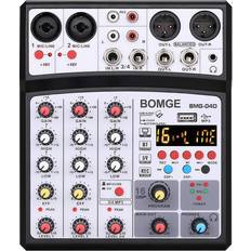 Mixer bluetooth BOMGE 4 Channels Audio Sound Mixer Mixing DJ Console USB with 48V Phantom Power 16 DSP Effects PC Computer Recording MP3 Bluetooth