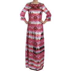 Blommiga - Långa klänningar - Rosa Dolce & Gabbana Women's Floral Sequined Crystal Gown Dress - Pink