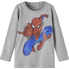 Spindelmannen T-shirts Barnkläder Name It Spiderman Top with Long Sleeves - Grey Melange (13210754)