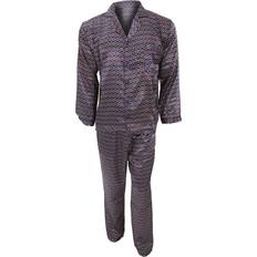 Herr - Polyester Pyjamasar Universal Textiles Traditionell Mönstrad Långärmad Satinskjorta För Män Och Underdel Py