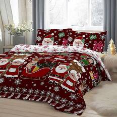 Fusion Mr & Mrs Santa Christmas Duvet Bed Set 140x200cm