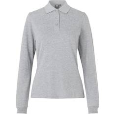 Dam - Viskos Pikétröjor ID Women Long Sleeved Polo Shirt - Grey Melange