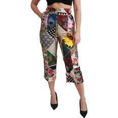 Multifärgade Byxor Dolce & Gabbana Women's Silk Print High Waist Cropped Pants - Multicolor