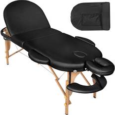 Massageprodukter tectake 3-zons massagebänk Sawsan oval med 5 cm stoppning och träram svart
