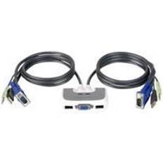 IOGEAR 2-port kompakt PS/2 KVM-omkopplare med inbyggd 1,8 m kabel