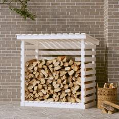 vidaXL Firewood Rack White 108x73x108 cm Solid Wood Pine White