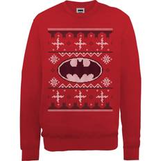 DC Comics Batman Christmas Knit Logo Christmas Sweater - Red