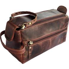 Bruna - Herr Necessärer & Sminkväskor Leather Toiletry Bag for Men Hygiene Organizer Travel Dopp Kit By Rustic Town (Walnut Brown)