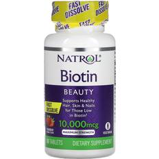 Jordgubbar Vitaminer & Mineraler Natrol Biotin Fast Dissolve Strawberry 10000mcg 60 st