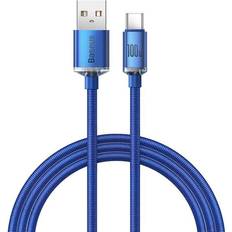 Blåa - USB C-USB C - USB-kabel Kablar Baseus Crystal USB-A Till USB-C 1.2m