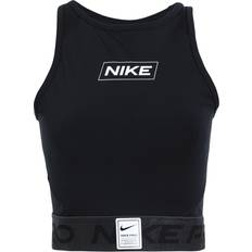 20 - Dam - Återvunnet material T-shirts & Linnen Nike Pro Dri-FIT Cropped Graphic Tank Top Women - Black/Dark Smoke Grey/White