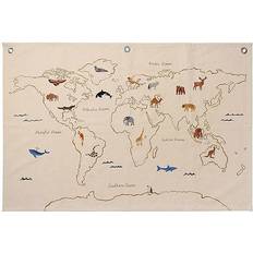 Ferm Living Beige Inredningsdetaljer Ferm Living Värlskarta tyg The World Textile Map