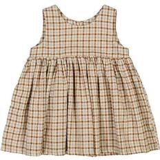 Wheat Pinafore Wrinkle Dress - Golden Dove Check (5200h-467-5094)