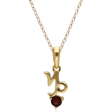 Gemondo Capricorn Zodiac Charm Necklace - Gold/Garnet