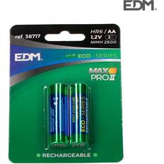 Edm Laddningsbara Batterier Max Pro II Eco-Series 2600 mAh AA HR6 1,2 V (2 antal)